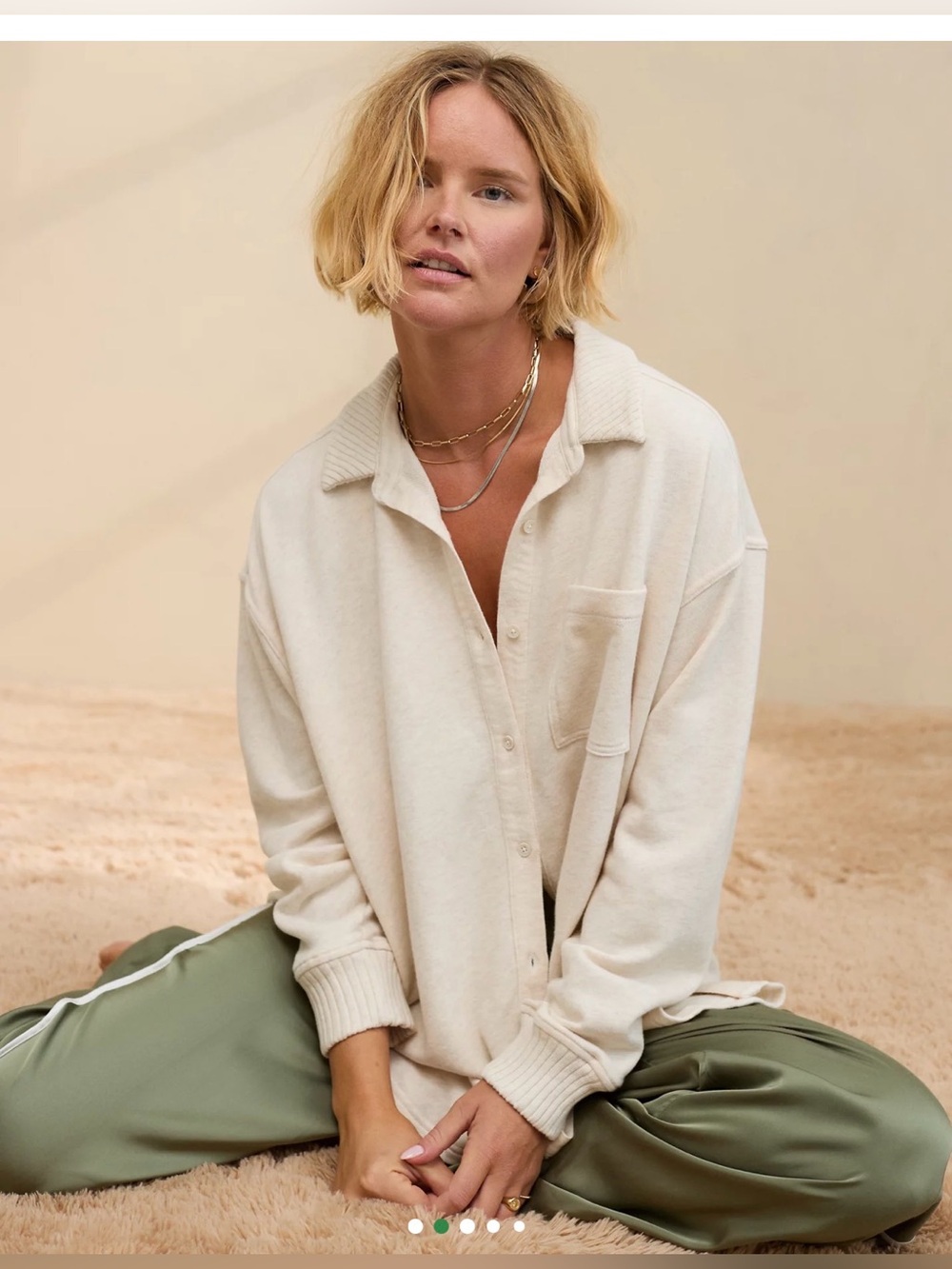 Aerie LumberJane Fleece Shirt in Heather Frost , Large - Picture 7 of 11